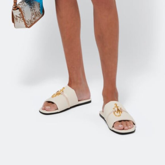 JW Anderson Leather Logo Slide Natural Gold Size IT 36.5 US 6.5 NEW IN BOX - Picture 12 of 12